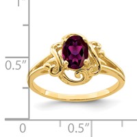 14K 7x5mm Oval Rhodolite Garnet Ring view 2