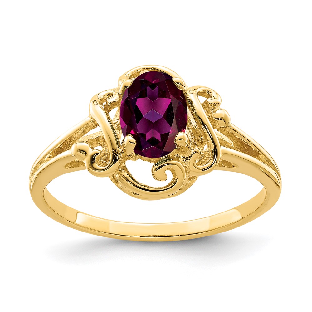 14K 7x5mm Oval Rhodolite Garnet Ring