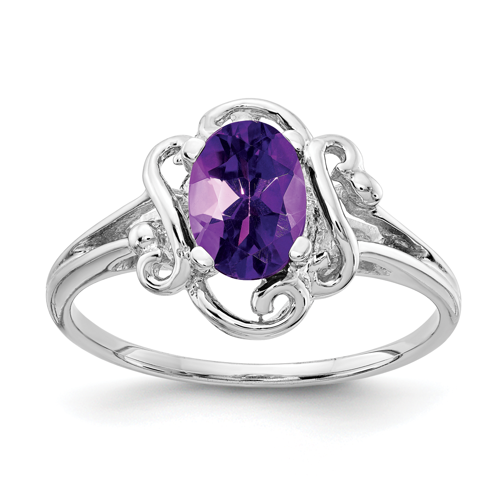 14k White Gold 7x5mm Oval Amethyst ring (Y2228AM)