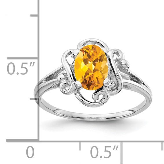 14k White Gold 7x5mm Oval Citrine ring