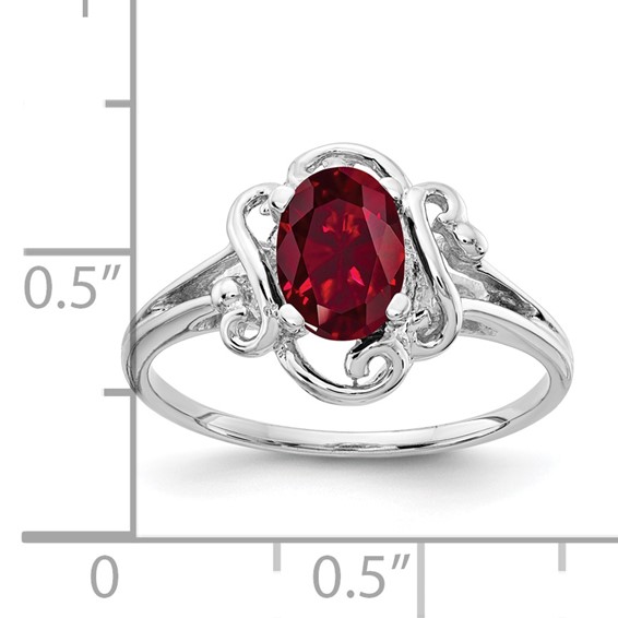 14k White Gold 7x5mm Oval Lab-Created Ruby Ring