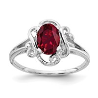 14K White Gold 7x 5mm Oval Lab-Created Ruby Ring view 1