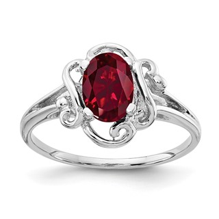 14k White Gold 7x5mm Oval Lab-Created Ruby Ring