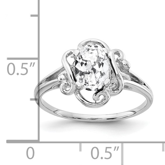 14k White Gold 7x5mm Oval Cubic Zirconia Ring