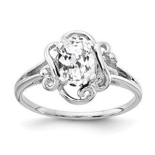 14k White Gold 7x5mm Oval Cubic Zirconia Ring