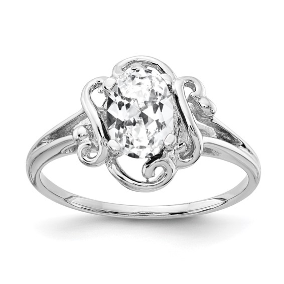 14k White Gold 7x5mm Oval Cubic Zirconia Ring
