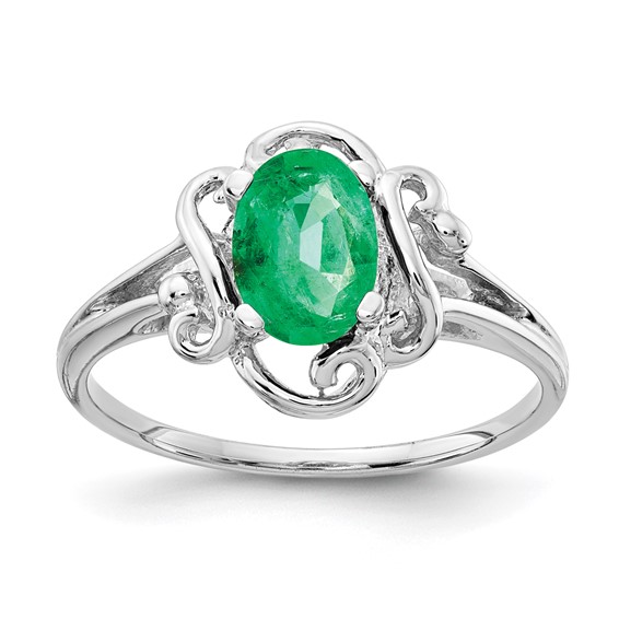 14k White Gold 7x5mm Oval Emerald ring