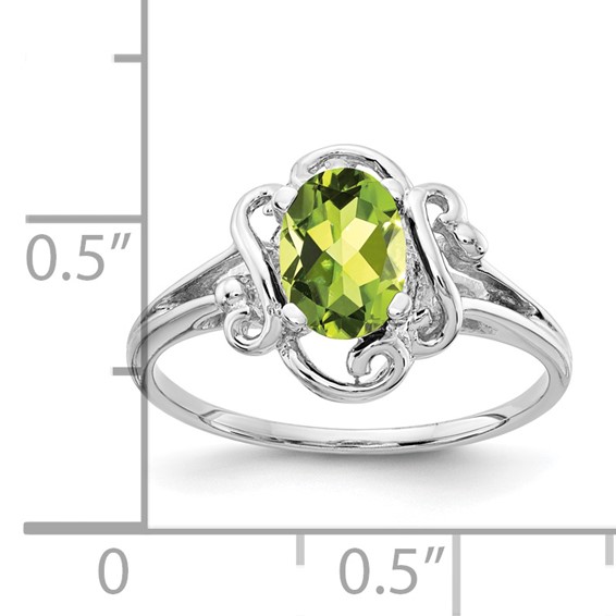 14k White Gold 7x5mm Oval Peridot ring