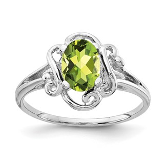 14k White Gold 7x5mm Oval Peridot ring
