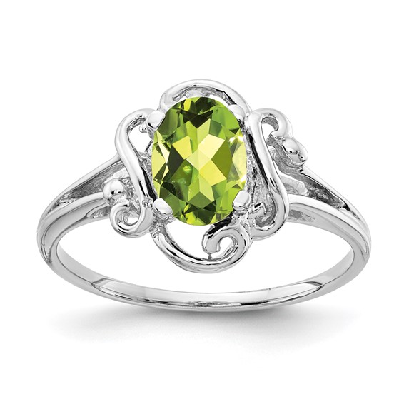 14k White Gold 7x5mm Oval Peridot ring