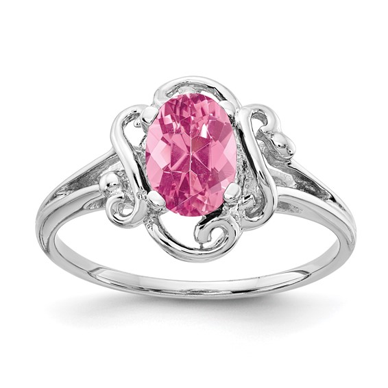 14k White Gold 7x5mm Oval Pink Tourmaline ring