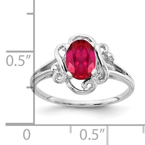 14k White Gold 7x5mm Oval Ruby ring
