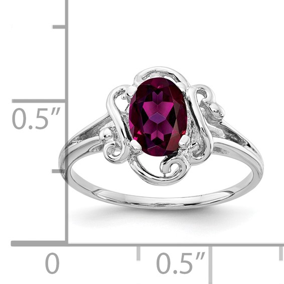14k White Gold 7x5mm Oval Rhodolite Garnet ring