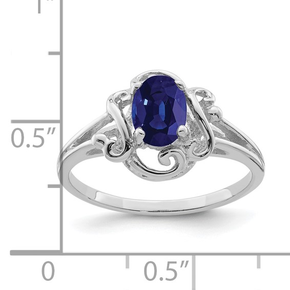 14k White Gold 7x5mm Oval Sapphire ring