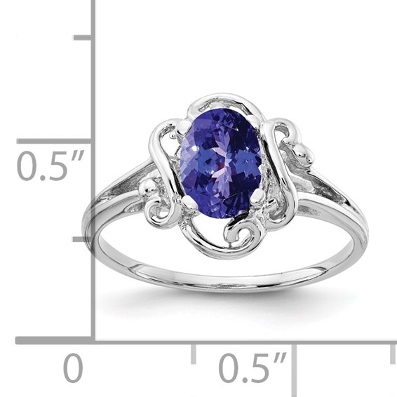 14k White Gold 7x5mm Oval Tanzanite ring