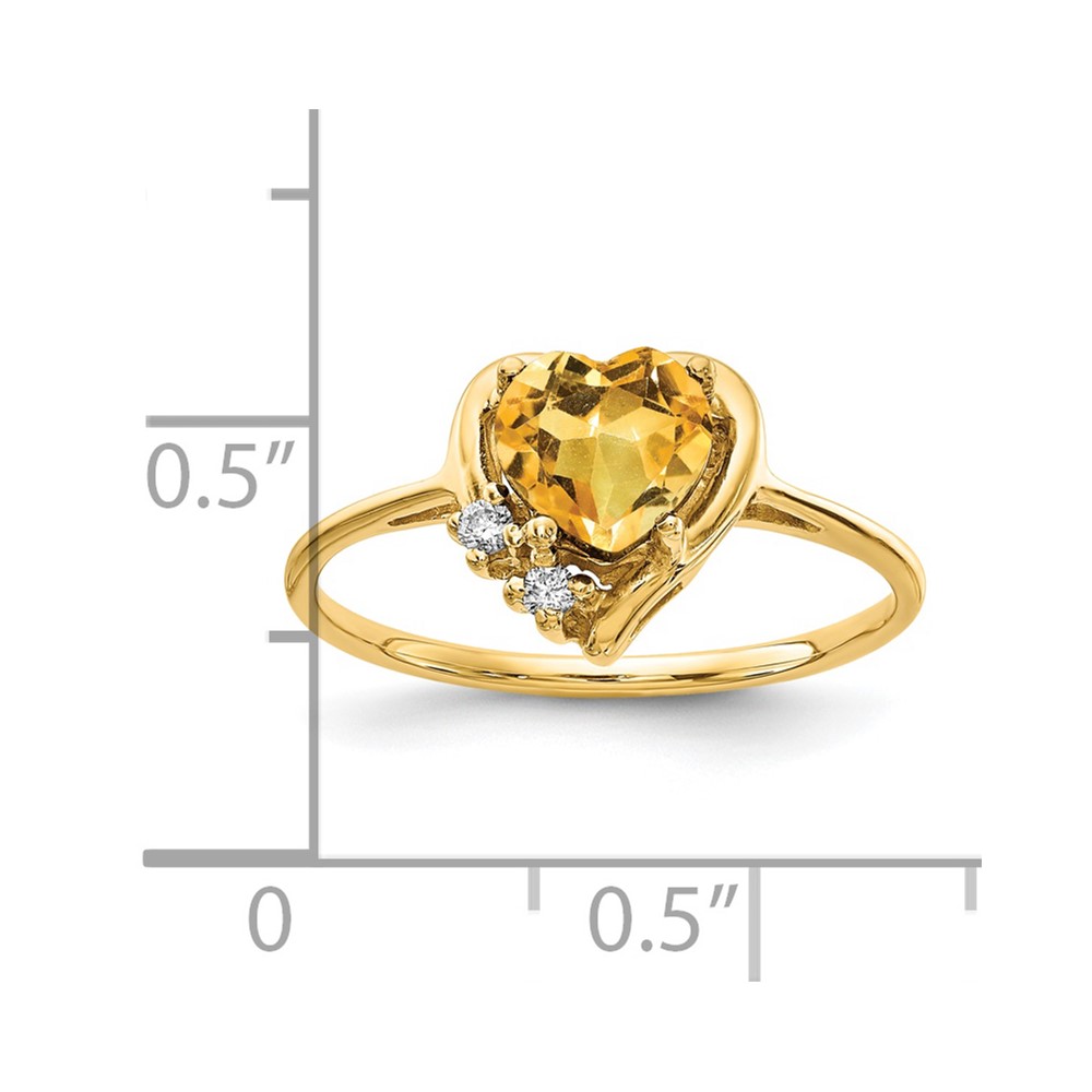 14k 6mm Heart Citrine AA Diamond ring (Y2233CI/AA)