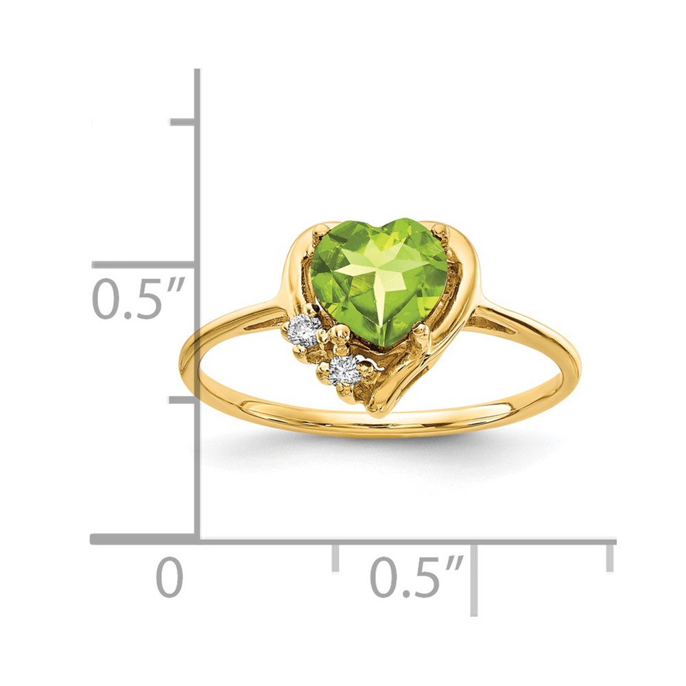 14k 6mm Heart Peridot AA Diamond ring (Y2233PE/AA)