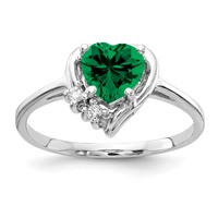 14K White Gold 6mm Heart Mount St. Helens and AA Diamond Ring view 1