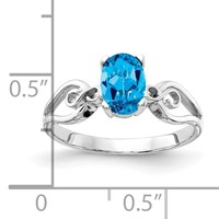 14K White Gold 7x5mm Oval Blue Topaz Ring view 2