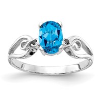 14K White Gold 7x5mm Oval Blue Topaz Ring view 1