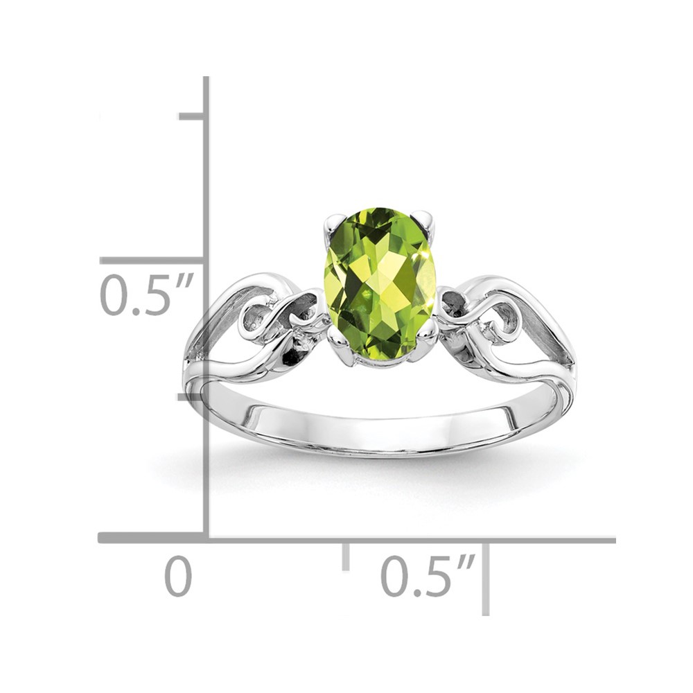 14k White Gold 8x6mm Oval Peridot ring (Y2236PE)