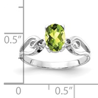 14K White Gold 8x6mm Oval Peridot Ring view 2