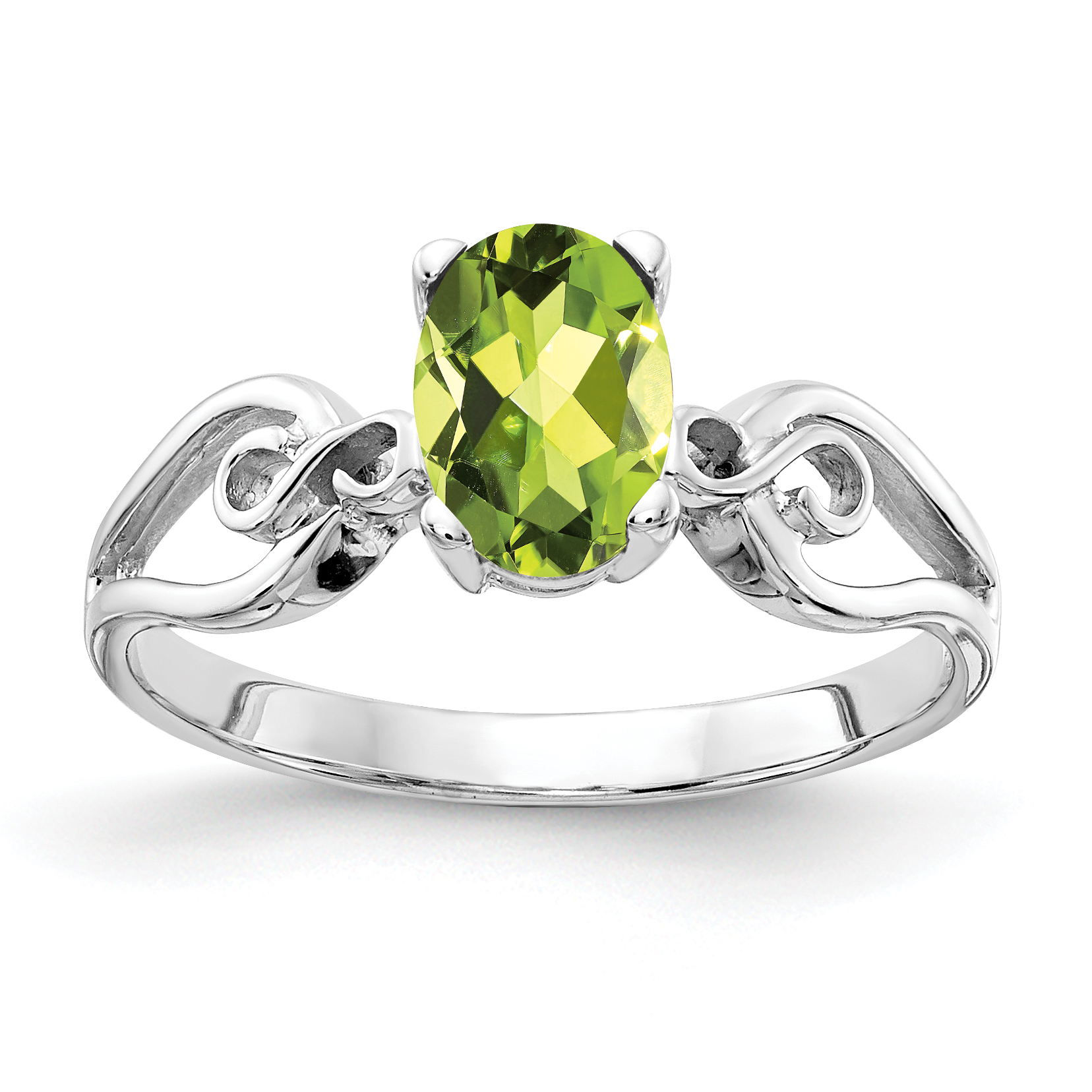 14k White Gold 8x6mm Oval Peridot ring (Y2236PE)