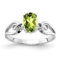 14K White Gold 8x6mm Oval Peridot Ring view 1