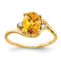 14K 8x6mm Oval Citrine and Aaa Diamond Ring view 1