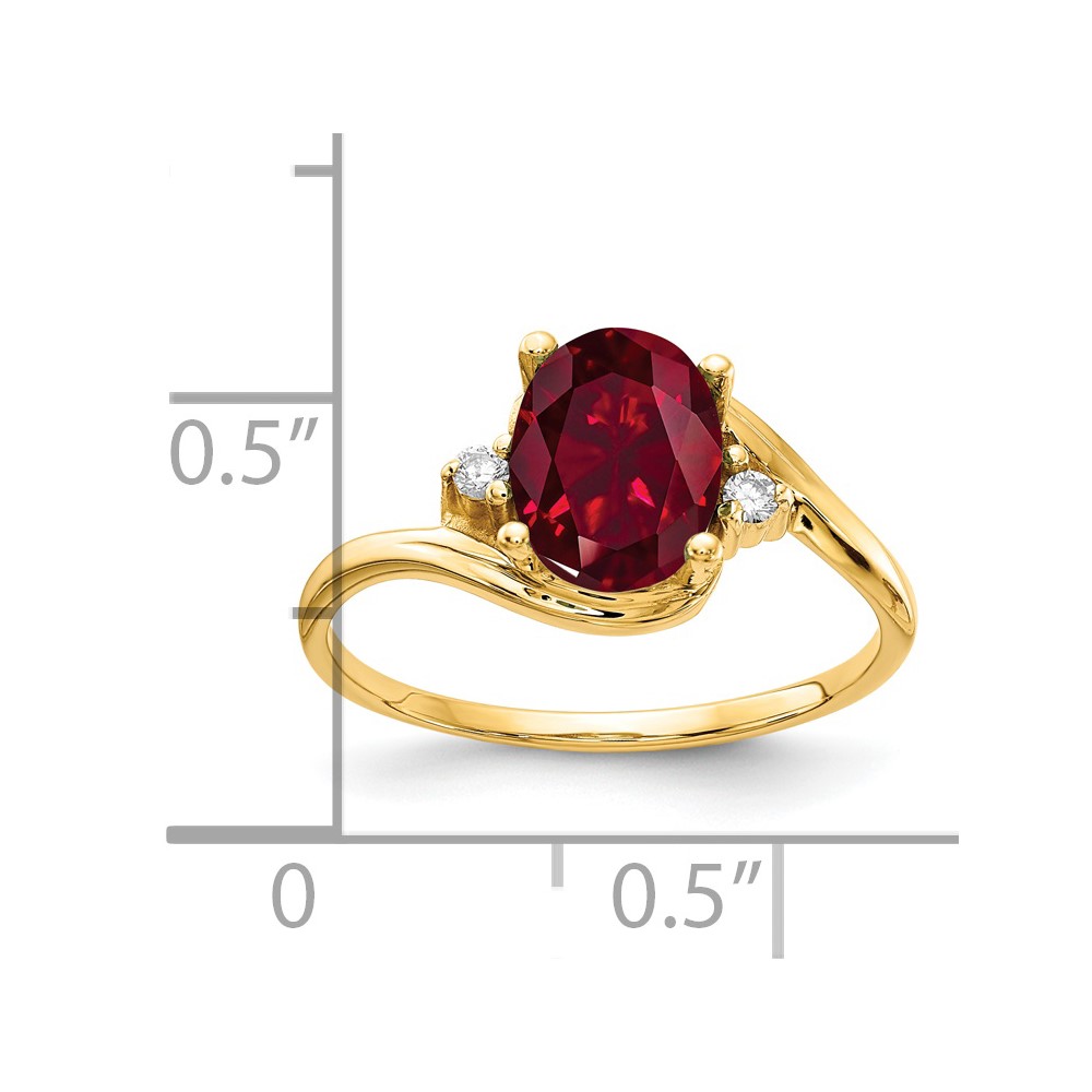 14k 8x6mm Oval Created Ruby AA Diamond ring (Y2245CR/AA)