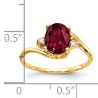 14K 8x6mm Oval Lab-Created Ruby and VS Diamond Ring view 2