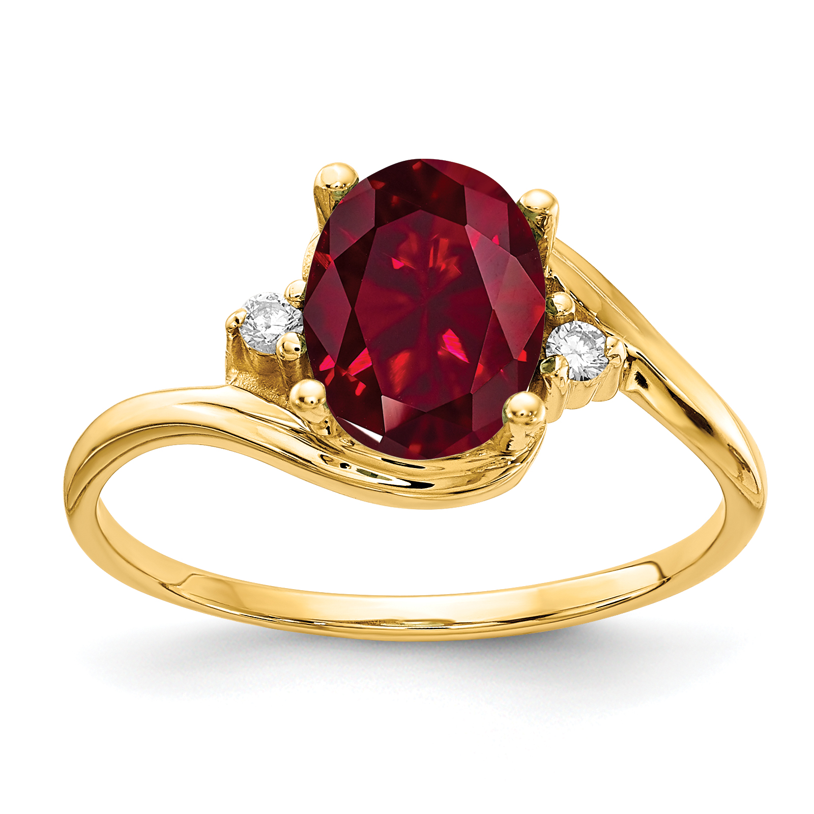 14k 8x6mm Oval Created Ruby AA Diamond ring (Y2245CR/AA)
