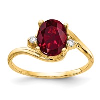 14K 8x6mm Oval Lab-Created Ruby and VS Diamond Ring view 1