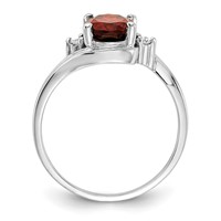 14K White Gold 8x 6mm Oval Garnet and AA Diamond Ring view 2