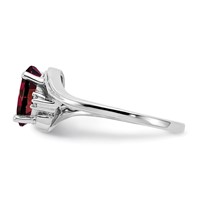 14K White Gold 8x 6mm Oval Garnet and AA Diamond Ring view 4
