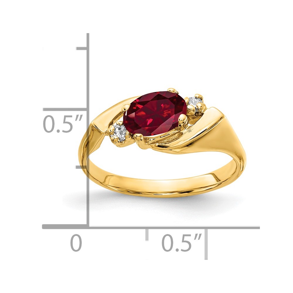 14k 7x5mm Oval Created Ruby AA Diamond ring (Y2260CR/AA)