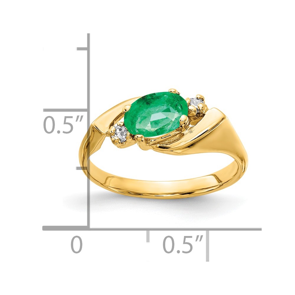 14k 7x5mm Oval Emerald AA Diamond ring (Y2260E/AA)