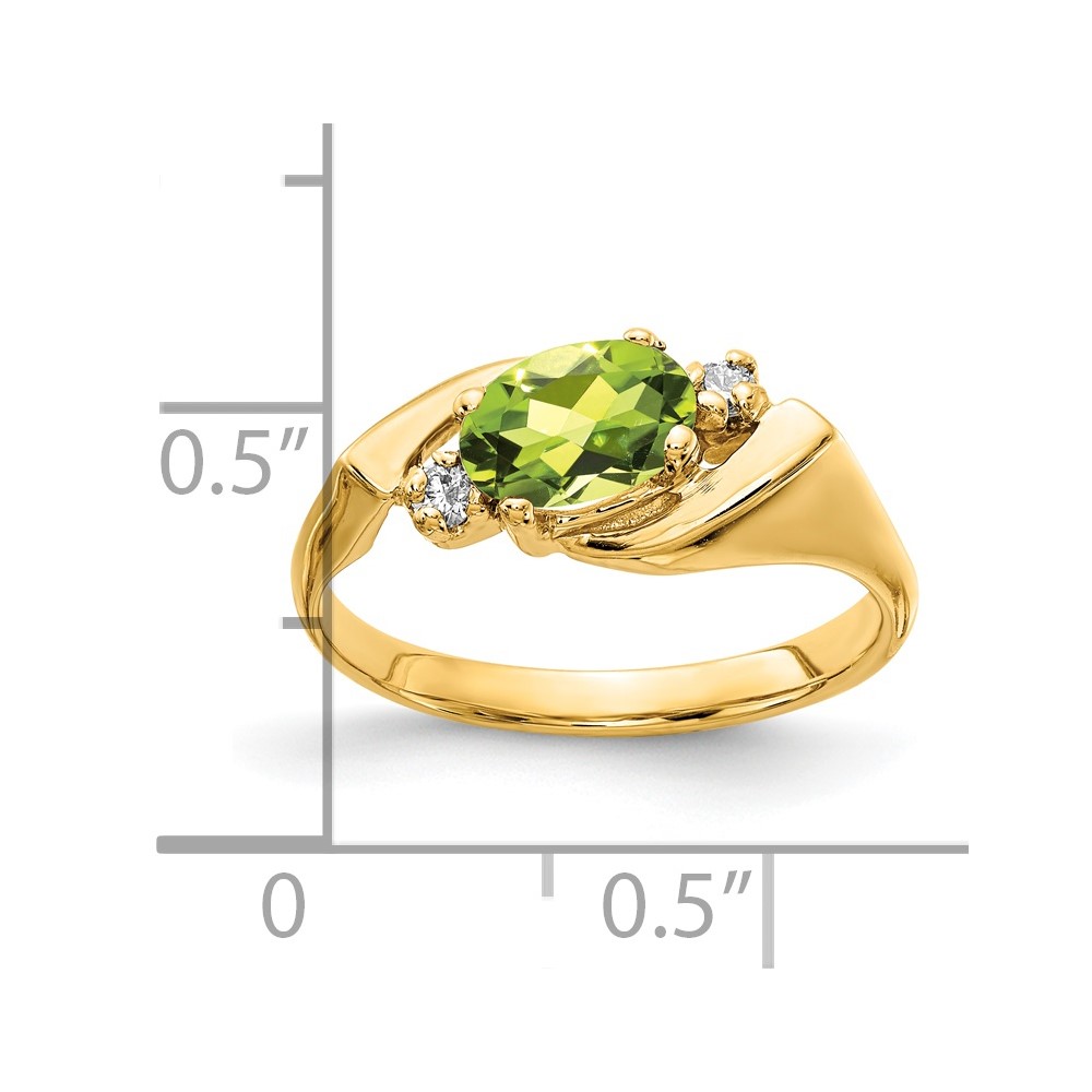14k 7x5mm Oval Peridot Checker AA Diamond ring (Y2260PC/AA)
