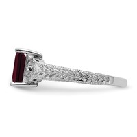 14K White Gold 7x 5mm Emerald-cut Garnet and 0.05 Carat Aaa Diamond Ring view 4