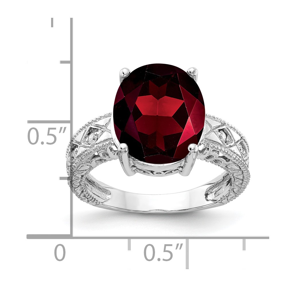 14k White Gold 12x10mm Oval Garnet AA Diamond ring (Y2271GA/AA)