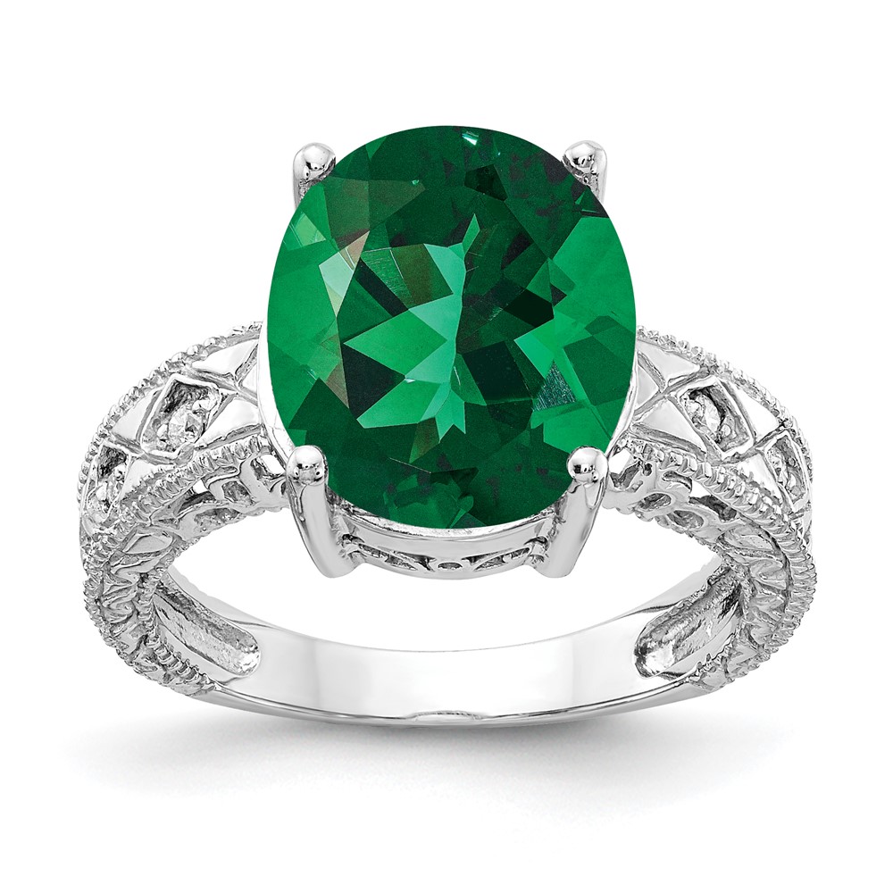 14K White Gold 12x 10mm Oval Mount St. Helens and 0.05 Carat AA Diamond Ring
