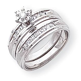 14k White Gold AA Quality Trio Engagement Ring