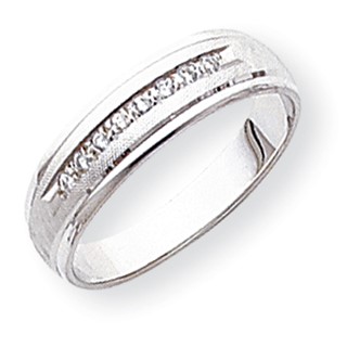 14k White Gold AA Quality Trio Mens Wedding Band