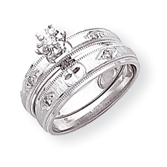 14k White Gold AA Quality Trio Engagement Ring