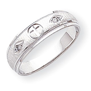 14k White Gold AA Quality Trio Mens Wedding Band