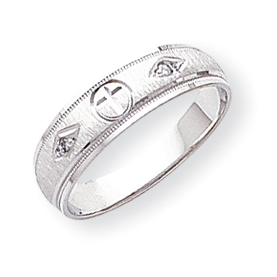 14k White Gold AA Quality Trio Mens Wedding Band