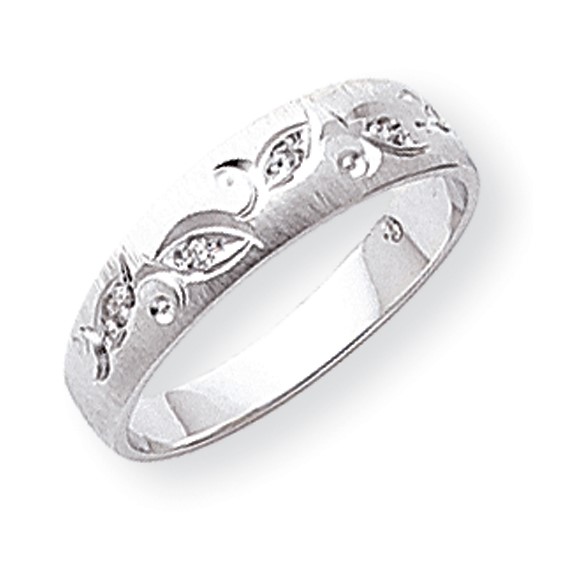 14k White Gold AA Quality Trio Mens Wedding Band