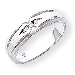 14k White Gold AA Quality Trio Mens Wedding Band