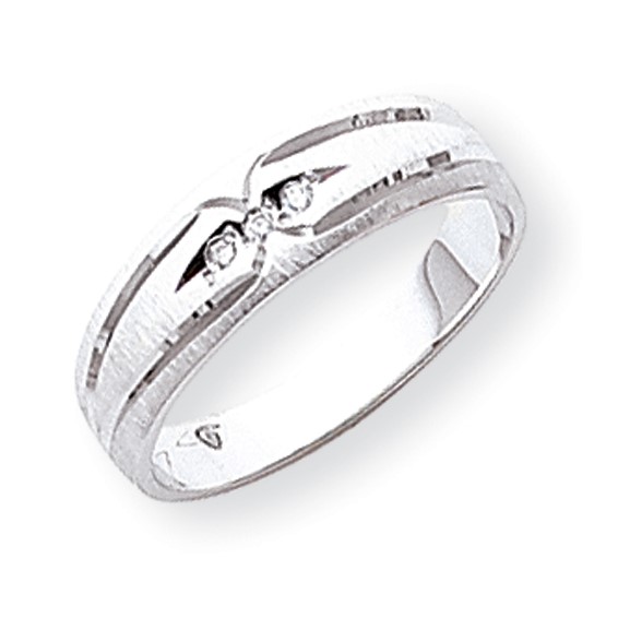 14k White Gold AA Quality Trio Mens Wedding Band