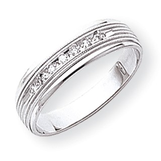 14k White Gold AA Quality Trio Mens Wedding Band